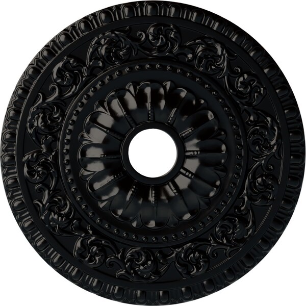 Ekena Millwork Vaduz Ceiling Medallion (Fits Canopies up to 3 1/2"), 23 1/2"OD x 3 1/2"ID x 2 1/8"P, Jet Black CM23VABLF - main